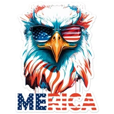 'Merica Eagle Glasses - Vinyl Decal Sticker - Car Window Laptop - ebn9969