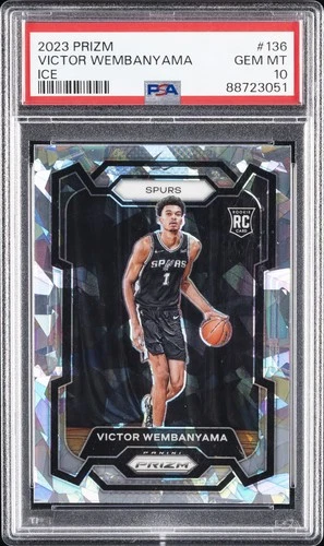 2023 PANINI PRIZM ICE #136 VICTOR WEMBANYAMA ROOKIE RC PSA 10