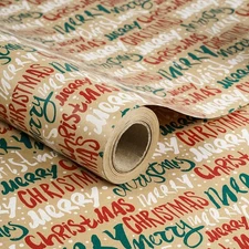 Christmas Wrapping Paper,Kraft Paper - Marry Christams Design - 24 Inches x 1...