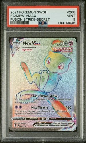 2021 POKEMON SWORD & SHIELD FUSION STRIKE SECRET #268 FULL ART/MEW VMAX PSA 9