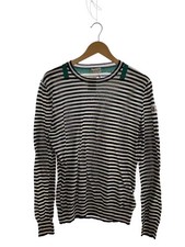 MONCLER Lightweight Knit Sweater, Medium, Cotton, White, Striped, b1-091-90013-0