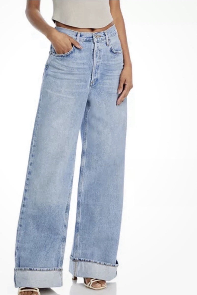 AGOLDE Dame Wide Leg jeans, Cuffed, Size 28 Showdown, High Ris3