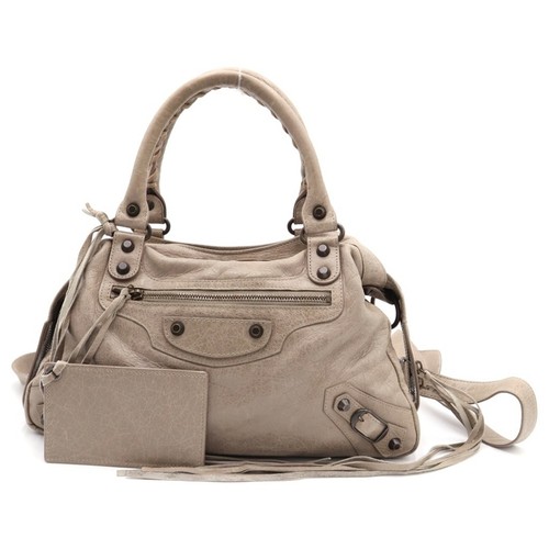 BALENCIAGA The Town City 2 Way Shoulder Bag Gray Leather 240579 Used 18740779db6