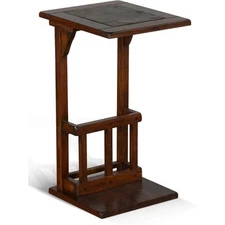 Sunny Designs Santa Fe 12.5" Traditional Wood Sofa Mate Table in Dark Chocolate