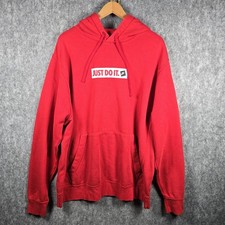 Nike Just Do It Pullover Sweatshirt RED Hoodie Swoosh Jacket Mens XL Extra Large