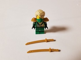  LEGO green ninja Ninjago Lloyd Minifigure with 2 gold swords 70722 new 