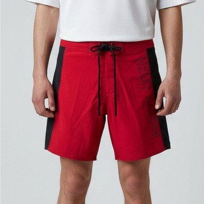 Helly Hansen Men s Board Shorts Red Black Logo Swim Trunks Size 32