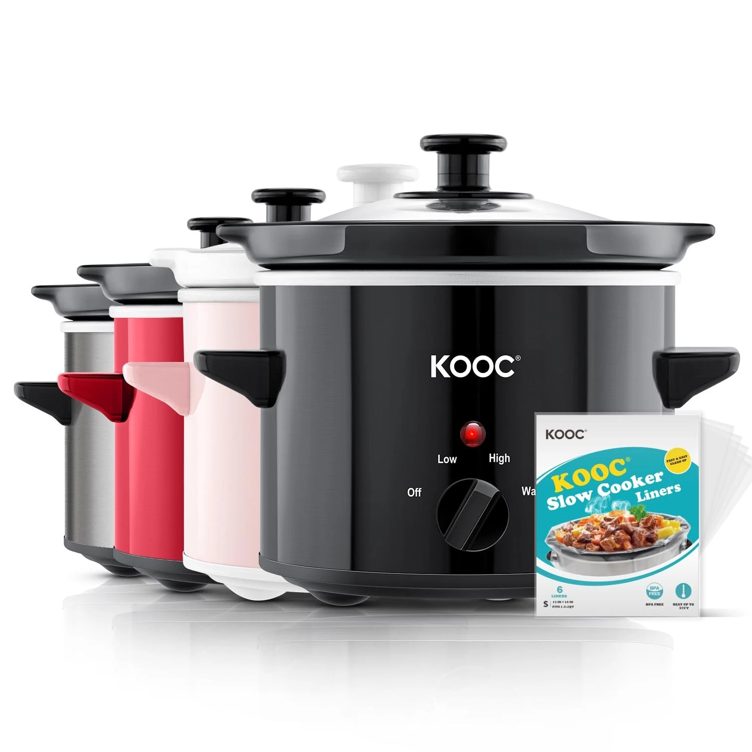 Small Slow Cooker, 2-Quart, Free Liners Included for Easy Clean-up, Upgraded ...