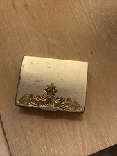 Vintage Wadsworth Gold & Silver Tone Mirrored Compact w/ Powder