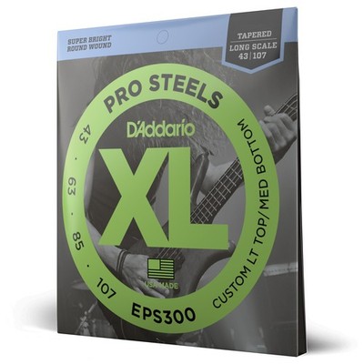D'Addario EPS300 ProSteels Bassgitarrensaiten, Custom Light, 43-107, Long Scale