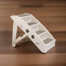 Pet Dog Stairs Foldable Nonslip Steps Ramp with 4-Step Design for High Bed Tan