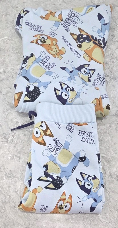 Bluey Bingo Girl's 2pc Outfit Set Size 4T Fleece Pants Hoodie Blue Pre-Owned 