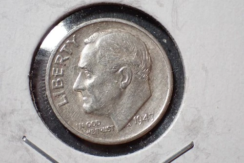 1947 S Roosevelt Dime  AU Cond 90% Silver   Lot ROOS 25 047