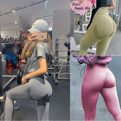 Pantaloni Yoga Donna Vita Alta Leggings Anticellulite Allenamento Compressione Push-Up - Foto 6 di 46