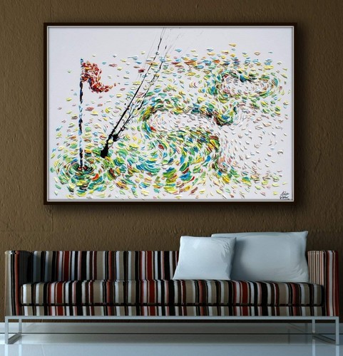 Golf painting 60" x 40" beautiful original hand made oil painting of Golf course - Picture 5 of 6