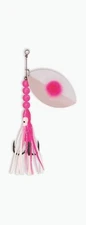 Salmon Spinner McOmie's #7 Mag Willow UV "Pink dot/Pearl" w/Hoochie 
