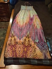 NikiBiki Womens Size Petite Strapless Empire Waist Tube Top Geometric Maxi Dress