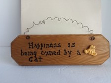 NEW SOLID WOOD HAND MADE CAT FELINE PET WALL PLAQUE WOOD DECOR HANGING SIGN