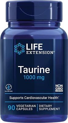 Life Extension Taurine 1000mg 90 Vegetarian Capsules, Cardiovascular Health