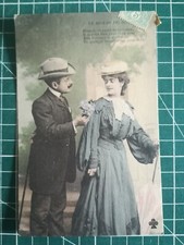 070 postcard fantasy circa 1900 PHOTO couple - novel of the bouquet - Ed Clover