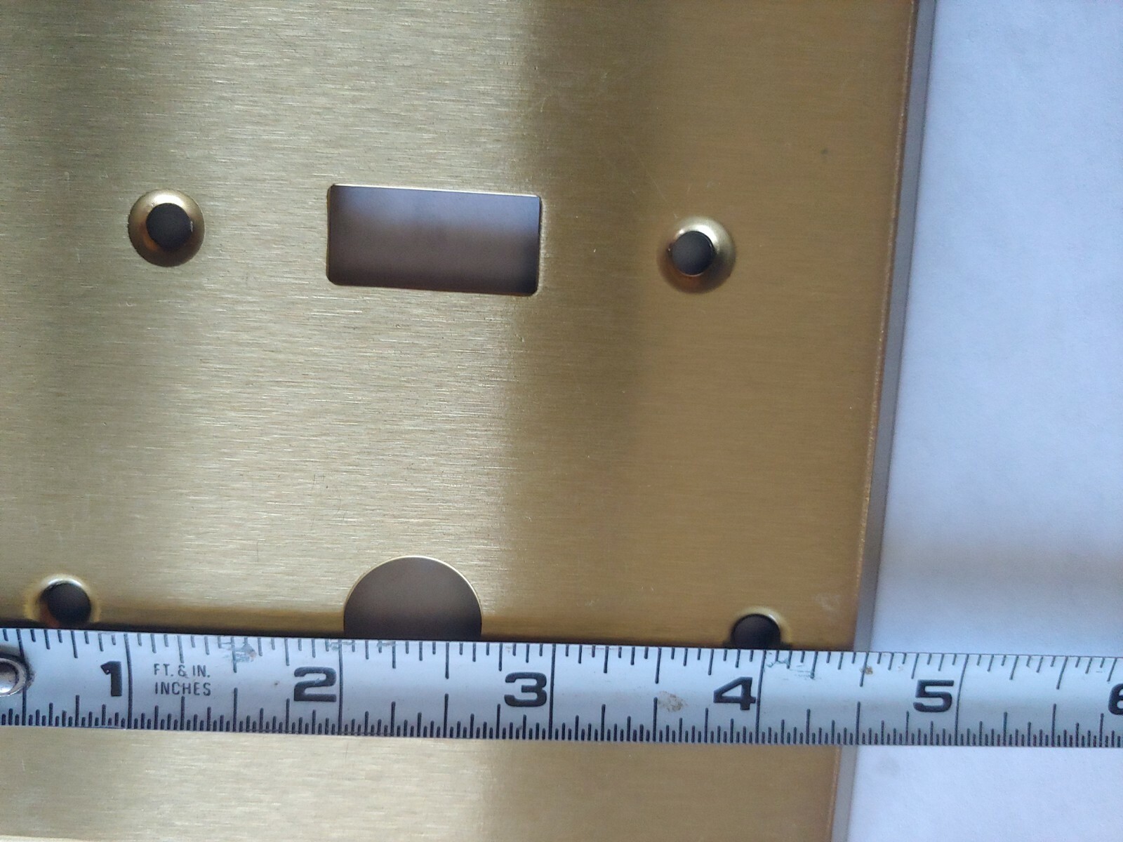 Satin Brass 2 Gang 5/8" ID Phone Jack & toggle light switch Wall Plate cover 