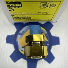 Parker 16-8 FBZ-B Brass Male Connector 1” Compression X 1/2” MPT New Old Stock