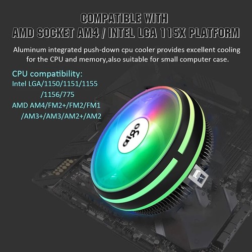 Aigo CPU Cooler 120mm PWM Fan RGB 12V 4Pin RGB Air CPU Cooling Computer Quiet PC - Picture 5 of 7