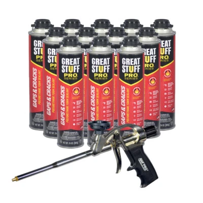 Great Stuff PRO Gaps and Cracks, 24oz, Case of 12 with Foam Gun