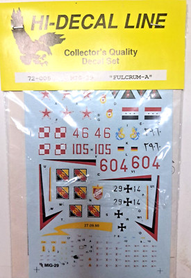 Hi Decal 1/72 Mikoyan MiG-29 Fulcrum Soviet Iraqi Polish German Jet Fighter