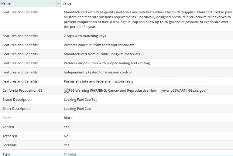 Tapa del tanque de combustible MotoRad MGC791SK para OLDSMOBILE TORONADO 1980-1985 V8-5,0 L Foto 2 de 4