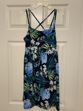 New Old Navy Black Tropical Swim Cover Up Halter Tank Dress Size S