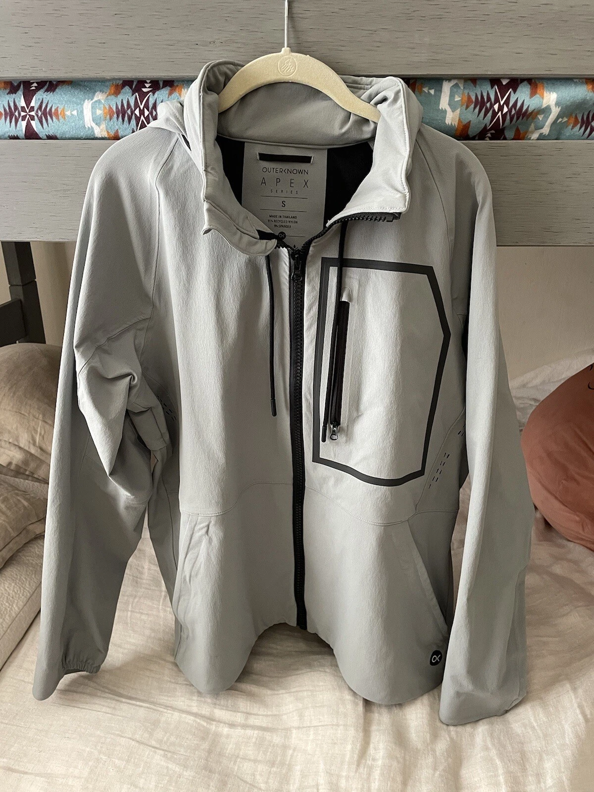 Outerknown Men's Apex Hooded Softshell Techical Jacket Grey Size S