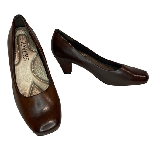 brown court shoes mid heel