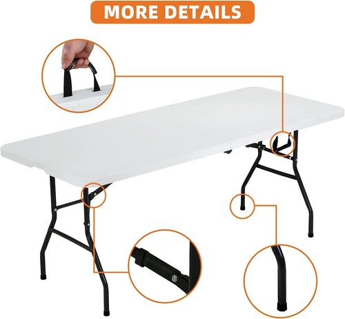 Folding Table Plastic Portable Table Kitchen Plastic Table For Wedding Camping - Picture 3 of 8