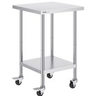 Vevor Stainless Steel Work Table 24 x 24 x 38 Inch, with 4 Wheels, 3 Adjustable