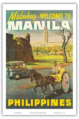 Manila Philippines - Mabuhay (Welcome) - Vintage Travel Poster c.1950s - Mast...
