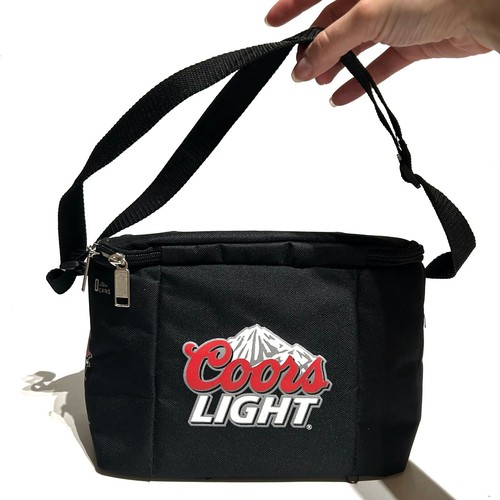 Coors Light Insulated Beer Cooler Fits 6 Cans Black White Handle Strap Lunch Bag - Picture 5 of 12