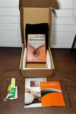 17 Keys Kalimba Thumb Piano Instrument Mahogany Wood- Tuner Hammer & Bag