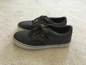 grey vans with brown laces