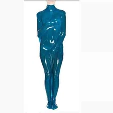 Latex Catsuit Sleep Bag Transparent Blue Vacuum Sleepsack Zipper Back Customize