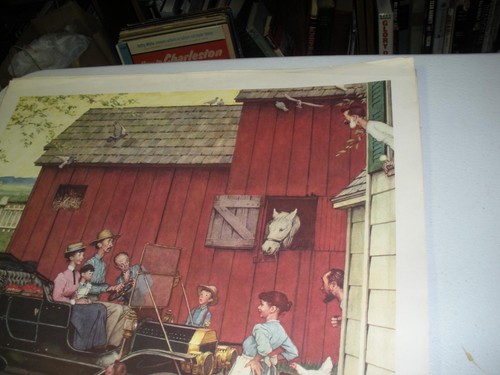 "Estampado Norman Rockwell El Famoso Modelo T Era ""Jefe de la Carretera"" ""20"" X 20" - Imagen 5 de 6