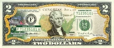CONNECTICUT State/Park COLORIZED Legal Tender U.S. $2 Bill w/Security Features