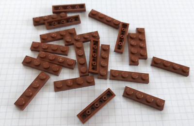 20 Stück Lego 1x4 plate 3710 Reddish Brown / Platte, Bauplatte, Rotbraun