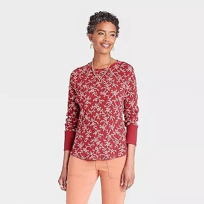 Women's Long Sleeve Thermal Top - Knox Rose Red Floral XS