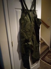 Vintage Military Issue Wet Weather Bib Overalls Men Small 34-36 Army Oversized