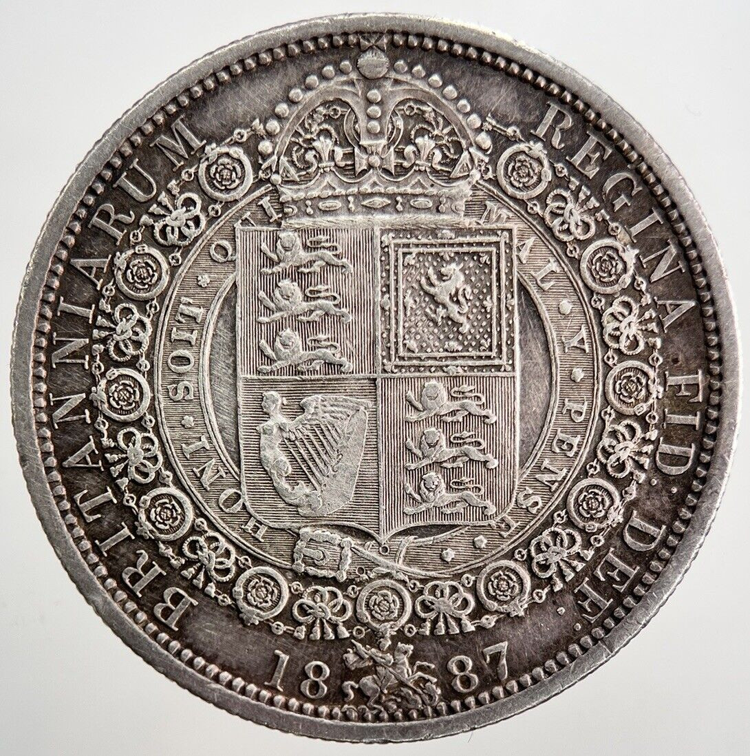 1887 Victoria Half-Crown Silver Coin in Very High Grade a5322