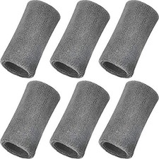 6 Inch Wrist Sweat Bands for Men Women Tennis Elastic Athletic Long Grey