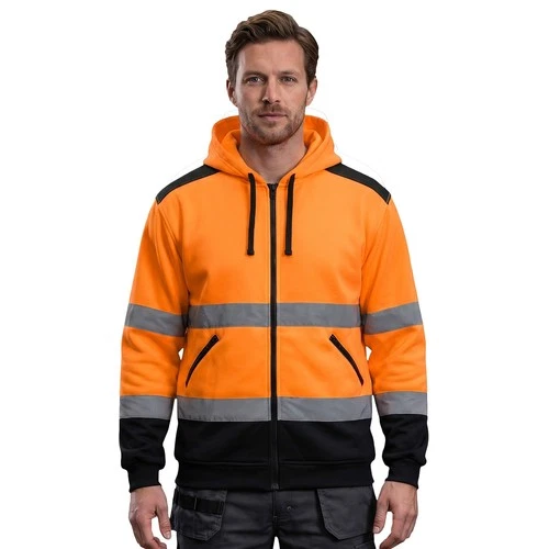 Custom ANSI Class 3 Reflective Sweatshirt PRINTED Hi Vis Zip Up Safety Hoodie image 4