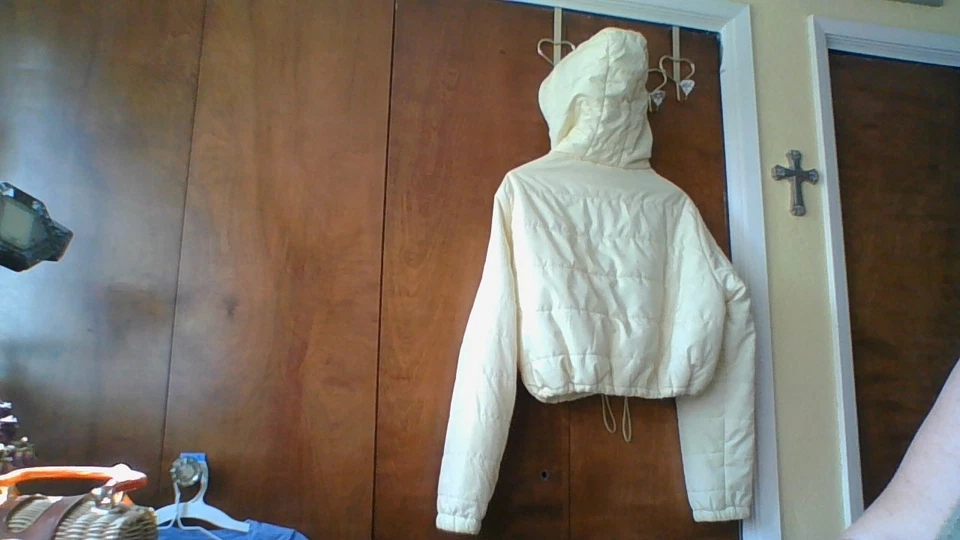 Chaqueta acolchada amarilla inclinable completa con capucha talla XXL bolsillos *Defectos: pequeñas manchas Foto 3 de 4