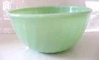 Vintage FIRE KING Jadeite Swirl Mixing Bowl Green Slag Milk Glass 7 inch